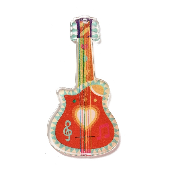 

PandaHall Instrument Theme Translucent Resin Big Pendants, Colorful Guitar Charms, Heart, 54x26.5x2mm, Hole: 1.8mm Resin Heart