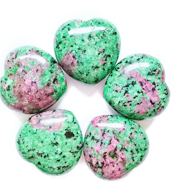 

PandaHall Natural Ruby in Zoisite Healing Stones, Heart Love Stones, Pocket Palm Stones for Reiki Ealancing, 30x30x15mm Ruby in Zoisite...