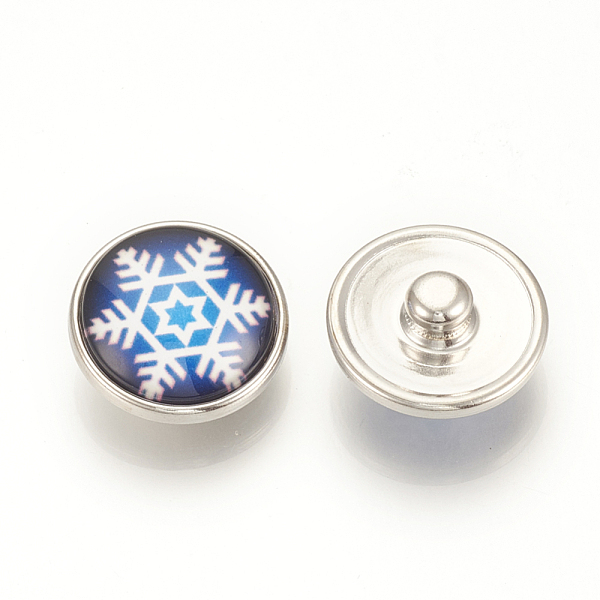 Christmas Pattern Brass Glass Snap Buttons