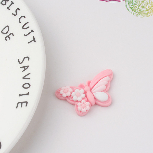 

PandaHall Opaque Resin Decoden Cabochons, Butterfly with Flower, Pink, 21x36mm Resin Butterfly Pink