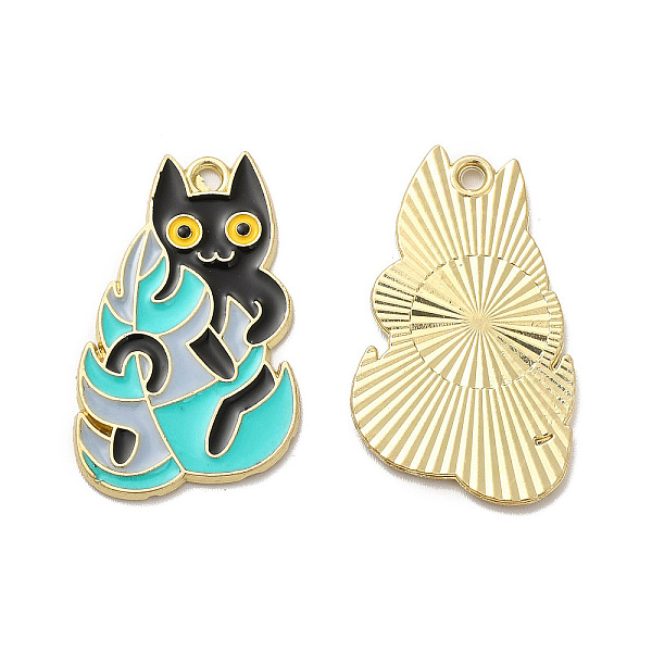 

PandaHall Alloy Enamel Pandants, Lead Free & Cadmium Free, for Halloween, Cat Charm, Light Gold, 28x17.5x1.5mm, Hole: 1.8mm Alloy+Enamel Cat..., Blue
