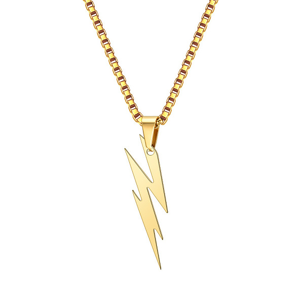 

PandaHall Titanium Steel Box Chain Necklaces, Lightning Pendant Necklaces Titanium Steel