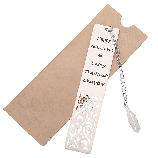 

PandaHall CRASPIRE Stainless Steel Bookmark Feather Pendant Book Mark Hollow Rectangle School Teacher Leaving Thank You Appreciation Gift...