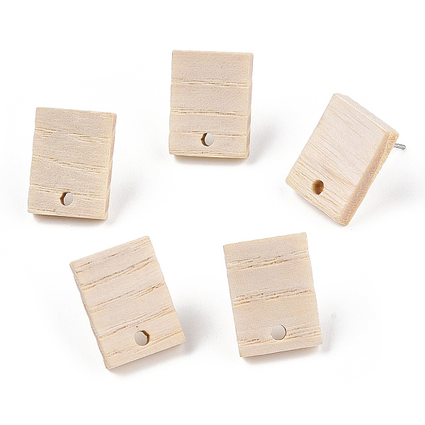 

PandaHall Ash Wood Stud Earring Findings, with 304 Stainless Steel Pin, Rectangle, 15.5x11.5mm, Hole: 1.8mm, Pin: 0.7mm Wood Rectangle