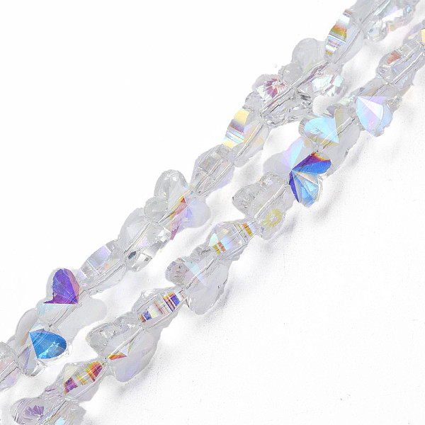 

PandaHall Electroplate Transparent Glass Beads Strands, AB Color Plated, Half Plated, Faceted, Butterfly, Clear AB, 8x10x6mm, Hole: 1mm..., White