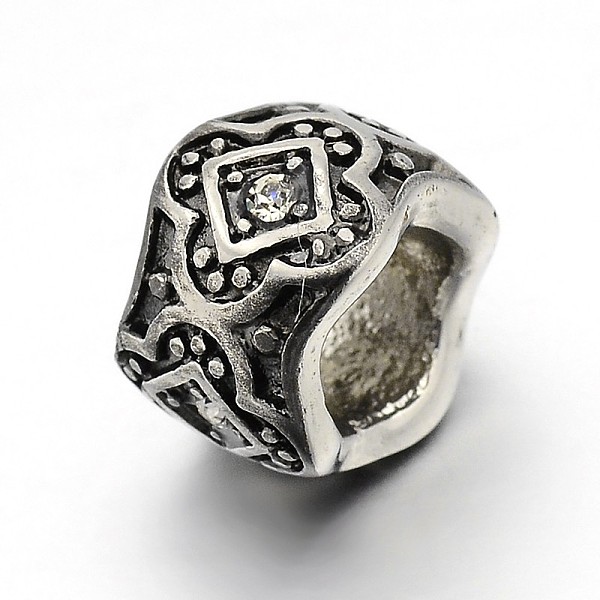 

PandaHall Retro 304 Stainless Steel Grade A Rhinestone Beads, Column, Antique Silver, 8x11mm, Hole: 6mm 304 Stainless Steel Column