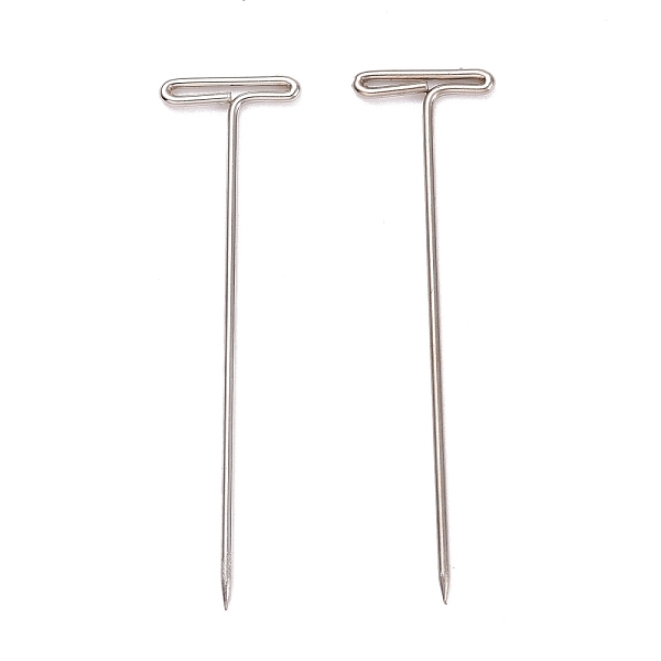 

PandaHall Nickel Plated Steel T Pins for Blocking Knitting, Modelling, Wig Making and Crafts, Stainless Steel Color, 53x13.5x1.5mm, Hole...
