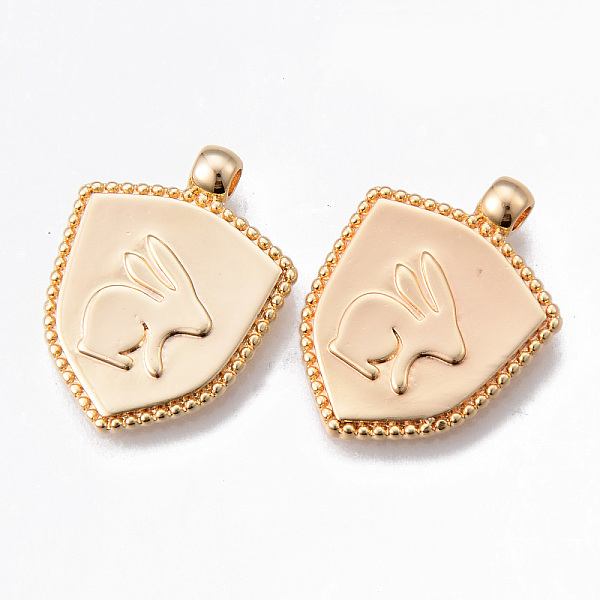

PandaHall Brass Pendants, Nickel Free, Shield with Rabbit, Golden, 23.5x18x2mm, Hole: 2mm Brass Rabbit