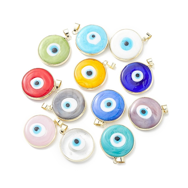 

PandaHall Handmade Evil Eye Lampwork Pendants, with Rack Plating Light Gold Tone Brass Findings, Long-Lasting Plated, Lead Free & Cadmium..., Multicolor