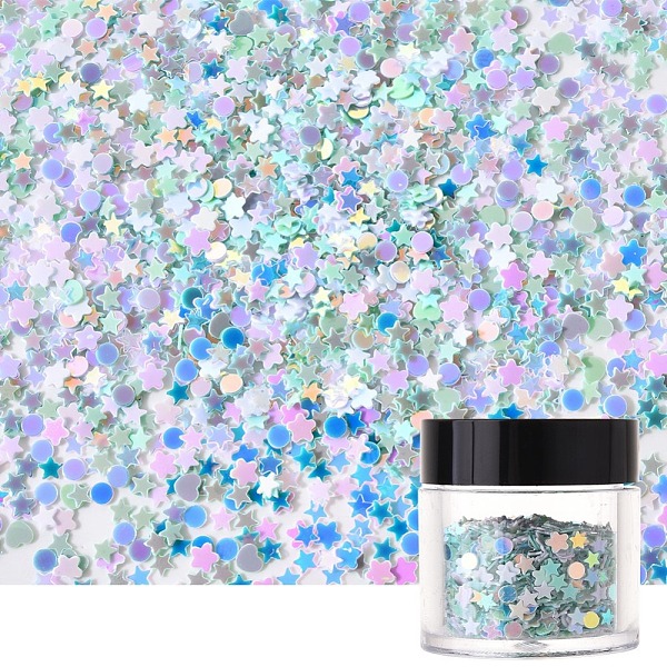 

PandaHall Shining Nail Art Glitter, Manicure Sequins, DIY Sparkly Paillette Tips Nail, Mixed Shape, Pale Turquoise, 1~2.5x1~2.5x0.2mm, about..., Cyan