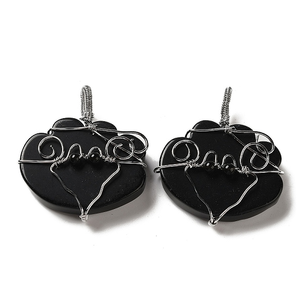 

PandaHall Natural Obsidian Copper Wire Wrapped Pendants, Cloud Charms, Rack Plating, Platinum, 47~49x44.5~46x13~13.5mm, Hole: 6~7.5x4.5~5mm...