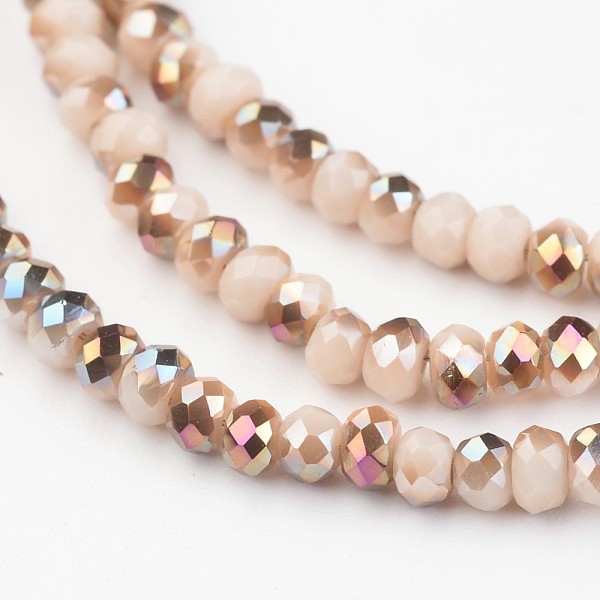 

PandaHall Electroplate Glass Beads Strands, Half Plated, Faceted Rondelle, BurlyWood, 3x2mm, Hole: 1mm, about 202pcs/strand, 17 inch Glass..., Orange