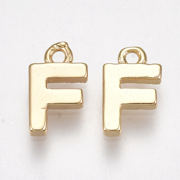 

PandaHall Brass Charms, Letter, Nickel Free, Real 18K Gold Plated, Letter.F, 8.5x5x1.5mm, Hole: 0.8mm Brass Letter F