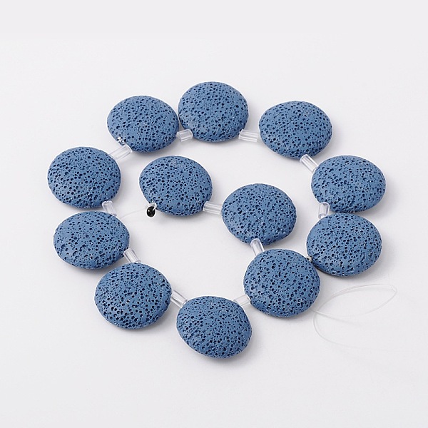 

PandaHall Dyed Lentil Synthetic Lava Rock Pendants Beads Strands, Blue, 31x10mm, Hole: 1mm, about 12pcs/strand, 14 inch Lava Rock Flat Round...
