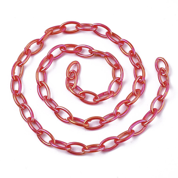 

PandaHall Acrylic Opaque Cable Chains, AB Color, Horse Eye, Red, 13x8x2mm, 18.5 inch~19.29 inch(47~49cm)/strand Acrylic Red