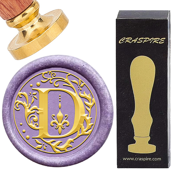 

PandaHall Brass Wax Seal Stamps with Rosewood Handle, for DIY Scrapbooking, Letter D, 25mm Brass Letter D