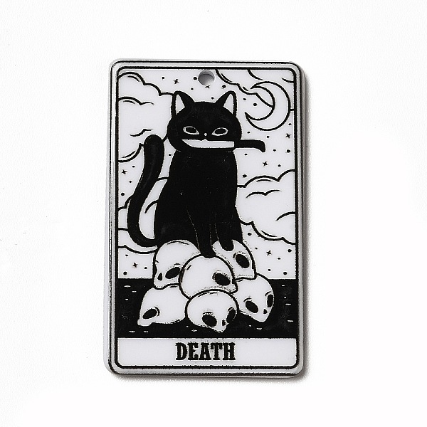 

PandaHall Tarot Theme Printed Acrylic Pendants, Rectangle with Cat Pattern Charms, Death XIII, 39x24x2.5mm, Hole: 1.8mm Acrylic Tarot Black