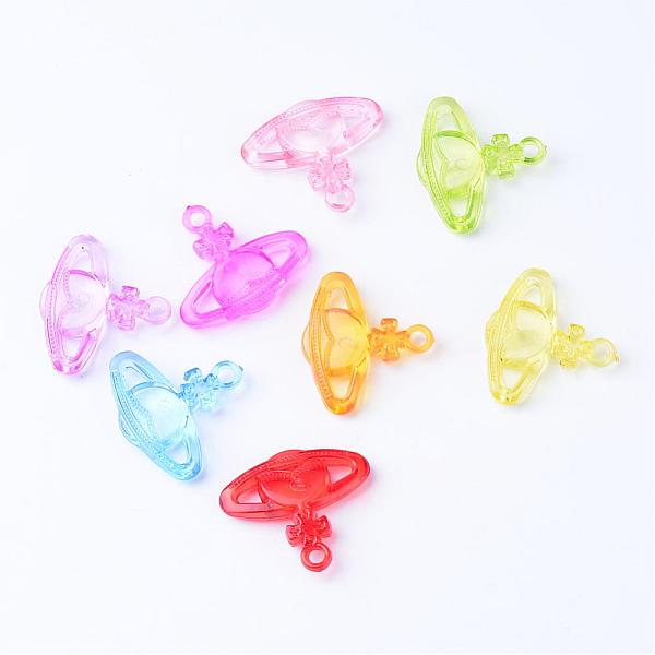 

PandaHall Transparent Acrylic Pendants, Crown, Mixed Color, 27.5x31x6.5mm, Hole: 3mm, about 300pcs/500g Acrylic Crown Multicolor