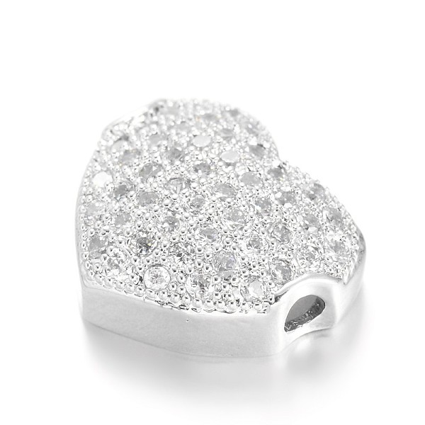 

PandaHall Heart Brass Micro Pave Cubic Zirconia Beads, Lead Free & Nickel Free, Platinum, 10x11.5x4mm, Hole: 1.5mm Brass+Cubic Zirconia...
