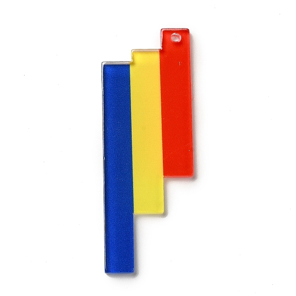 

PandaHall Rainbow Color Printed Acrylic Pendants, Rectangle Pattern, 54x20x2.5mm, Hole: 1.8mm Acrylic Rectangle