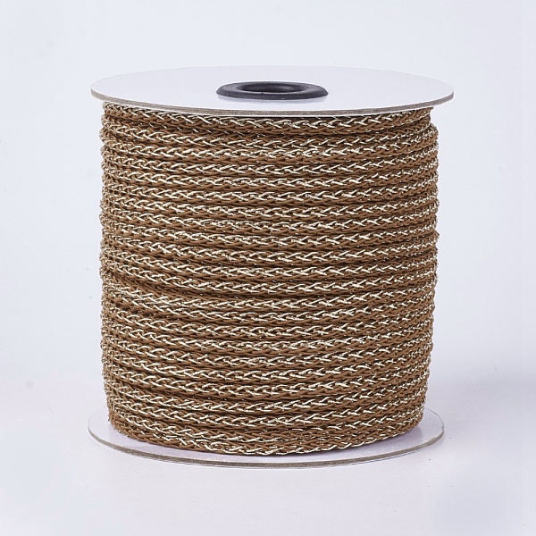 

PandaHall Resin and Polyester Braided Cord, Metallic Cord, Khaki, 5x4mm, about 50yards/roll Polyester Yellow