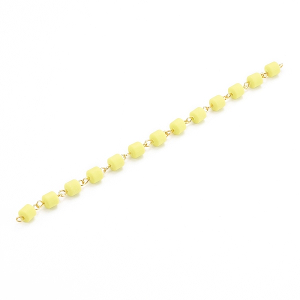 

PandaHall Handmade Polymer Clay Beaded Chain, Link Chain, with Brass Eye Pin, Quick Link Connector, for Bracelet Necklace Making, Yellow...