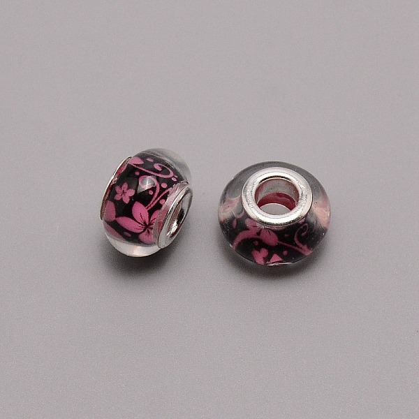 

PandaHall Acrylic European Beads, Large Hole Beads, Printing, Rondelle, Pearl Pink, 14x9mm, Hole: 5mm Acrylic Rondelle