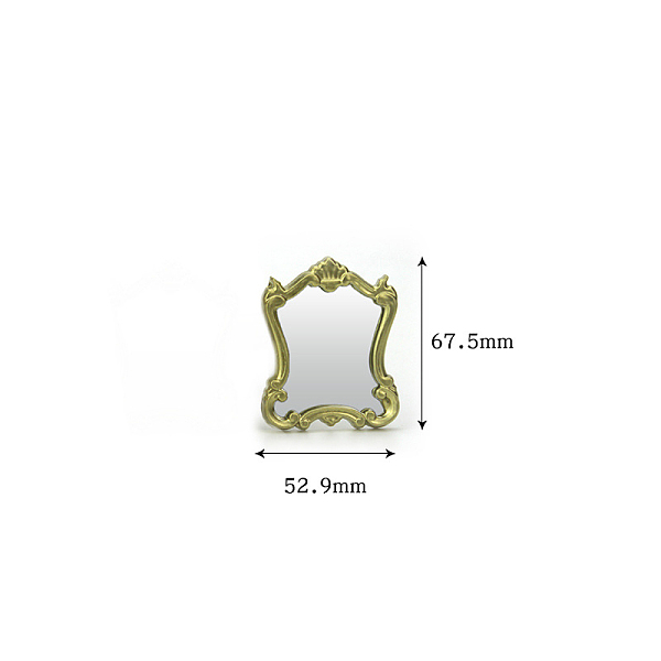 

PandaHall Miniature Retro Resin Mirrors, for Dollhouse Wall, Tabletop Decoration, Gold, 67.5x52.9mm Resin Others Gold
