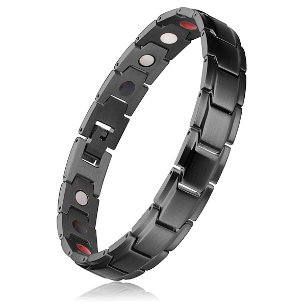 

PandaHall SHEGRACE Stainless Steel Panther Chain Watch Band Bracelets, Gunmetal, 8-5/8 inch(22cm) Stainless Steel