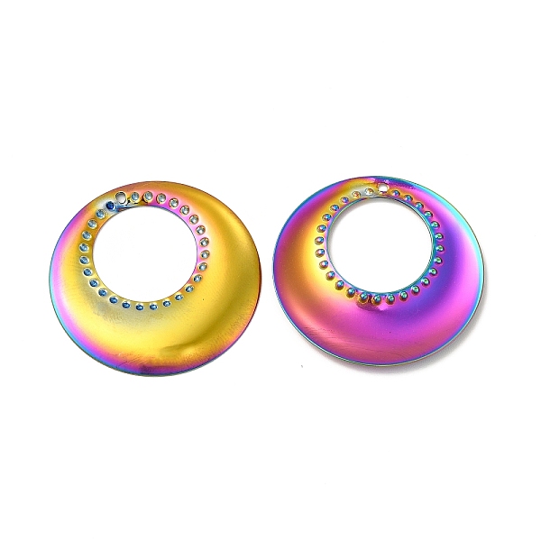 

PandaHall Ion Plating(IP) 304 Stainless Steel Pendants, Donut Charm, Rainbow Color, 32x22x2mm, Hole: 1.4mm 304 Stainless Steel Donut