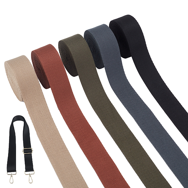 

PandaHall WADORN 5 Rolls 5 Colors Flat Polycotton Ribbon, Garment Accessories, Mixed Color, 1-1/2 inch(38mm), about 4 yards/roll, 1..., Multicolor
