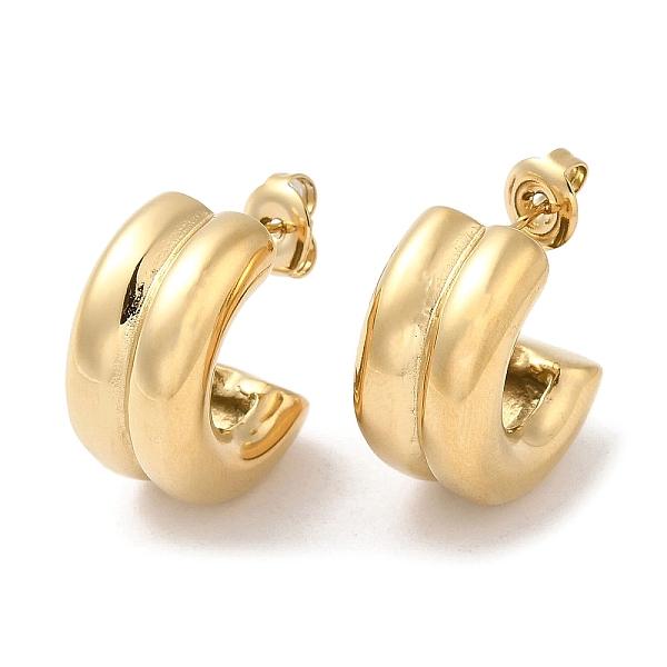 

PandaHall Ion Plating(IP) 304 Stainless Steel Round Stud Earrings, Half Hoop Earrings, Real 14K Gold Plated, 19.5x10mm 304 Stainless Steel...