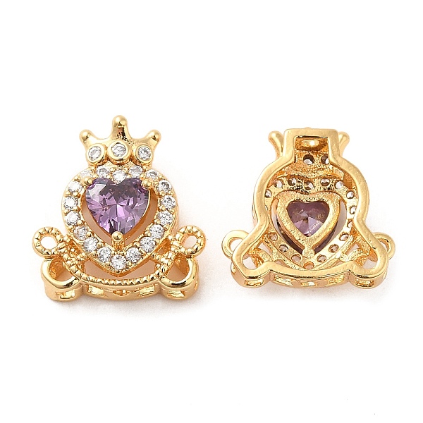 

PandaHall Brass Micro Pave Purple Cubic Zirconia Charms, with Glass, Heart with Crown Charm, Real 18K Gold Plated, 14.5x13x6mm, Hole: 1.2mm...