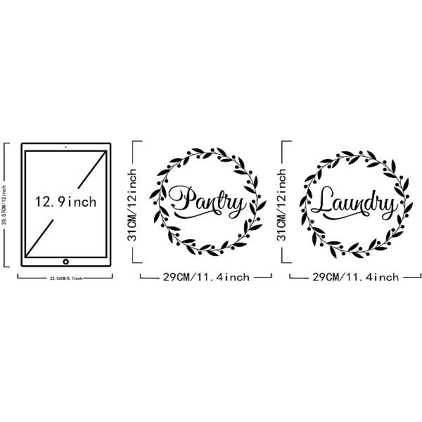 

PandaHall SUPERDANT 2 pcs/Set PVC Laundry Wall Sticker Laundry and Pantry Leaf Circle Vinyl Lettering Wall Art Decals for Laundry Room...