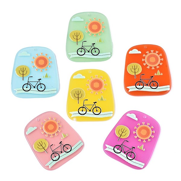 

PandaHall Translucent Cellulose Acetate(Resin) Pendants, 3D Printed, Trapezoid with Bike, Mixed Color, 43x37x2.5mm, Hole: 1.5mm Cellulose..., Multicolor
