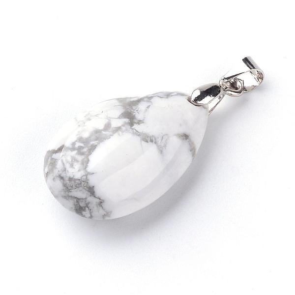 

PandaHall Natural Howlite Pendants, with Brass Findings, teardrop, 24~25x15~16x8~10mm, Hole: 5x4mm Howlite Teardrop
