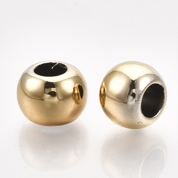 

PandaHall UV Plating ABS Plastic European Beads, Large Hole Beads, Round, Golden, 10x8mm, Hole: 5mm ABS Plastic Round