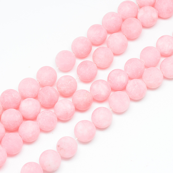 

PandaHall Natural White Jade Bead Strands, Dyed, Frosted, Round, Pearl Pink, 8~9mm, Hole: 1mm, about 46~48pcs/strand, 14.9 inch White Jade...