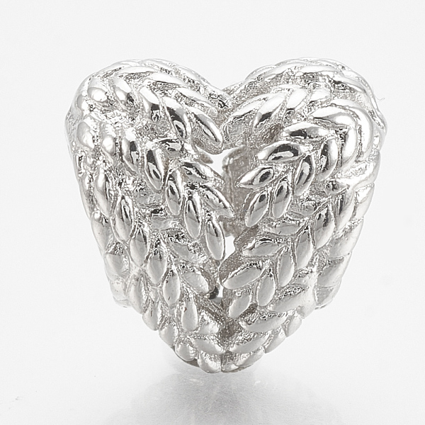 

PandaHall Brass European Beads, Large Hole Beads, Heart with Wing, Platinum, 12x10.5x8.5mm, Hole: 4.5mm Brass Heart
