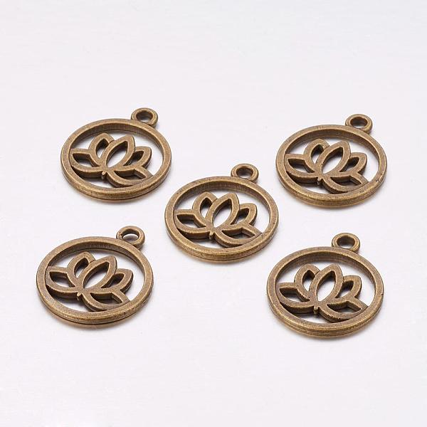 

PandaHall Tibetan Style Filigree Alloy Pendants, Flat Round with Lotus, Cadmium Free & Nickel Free & Lead Free, Antique Bronze, 24x20x1.5mm...