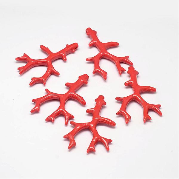 

PandaHall Branch Dyed Synthetical Coral Big Pendants, Coral, 61x39x6.5mm, Hole: 1mm Synthetic Coral Branch Red