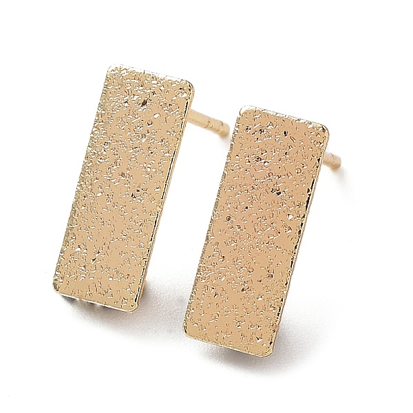 

PandaHall Brass Stud Earring Findings, with Horizontal Loop, Rectangle, Real 18K Gold Plated, 12x5mm, Hole: 2mm, Pin: 0.7mm Brass Rectangle