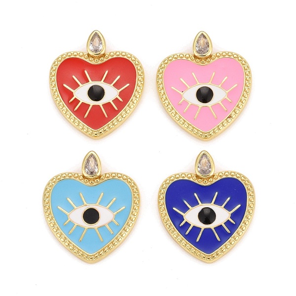 

PandaHall Rack Plating Brass Cubic Zirconia Pendants, with Enamel, Real 18K Gold Plated, Lead Free & Cadmium Free, Heart, Mixed Color..., Multicolor