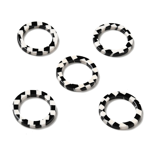 

PandaHall Acrylic Linking Rings, Round Ring with Tartan Pattern, Black & White, 21.5x2.5mm, Inner Diameter: 16mm Acrylic Ring Black