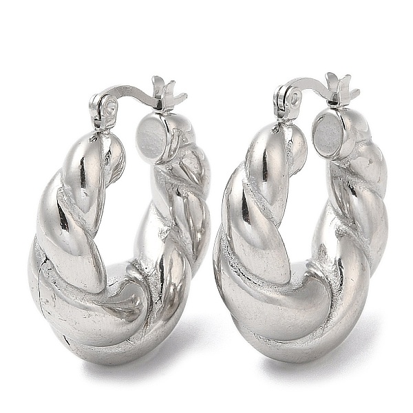 

PandaHall 304 Stainless Steel Rope Chains Shape Hoop Earrings, Stainless Steel Color, 29~30x26x9.5mm 304 Stainless Steel