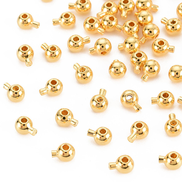 

PandaHall Rack Plating Brass Beads, Nickel Free, Real 18K Gold Plated, 4x3x2mm, Hole: 0.6mm Brass Others