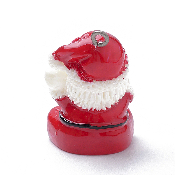 

PandaHall Resin Pendants, with Platinum Tone Iron Findings, Father Christmas, Red, 29.5x20x17mm, Hole: 2mm Iron+Resin Human Red