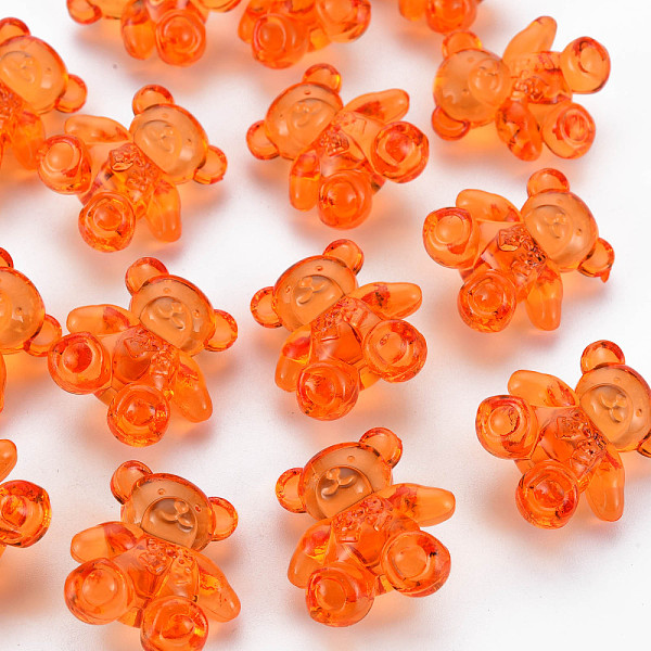 

PandaHall Transparent Acrylic Beads, Bear, Orange Red, 26.5x24.5x15mm, Hole: 3mm, about 135pcs/500g Acrylic Bear