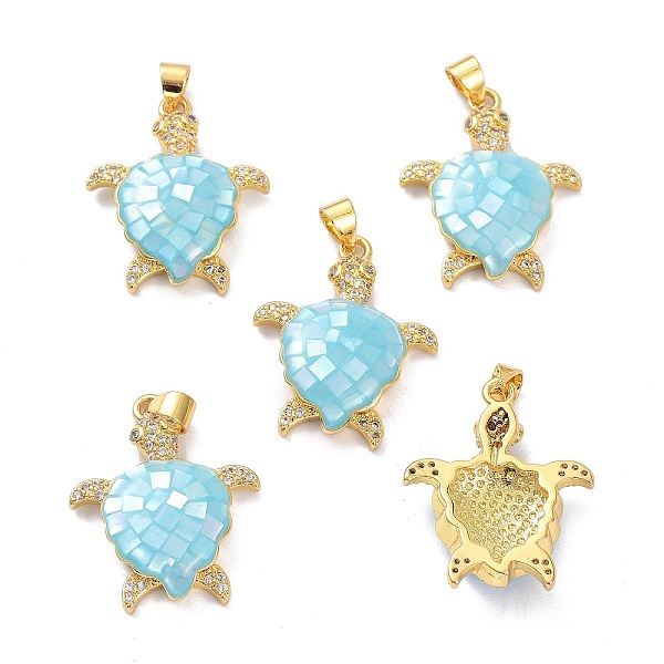 

PandaHall Real 18K Gold Plated Brass Micro Pave Clear Cubic Zirconia Pendants, with Shell filled in Enamel, Long-Lasting Plated, Turtle...