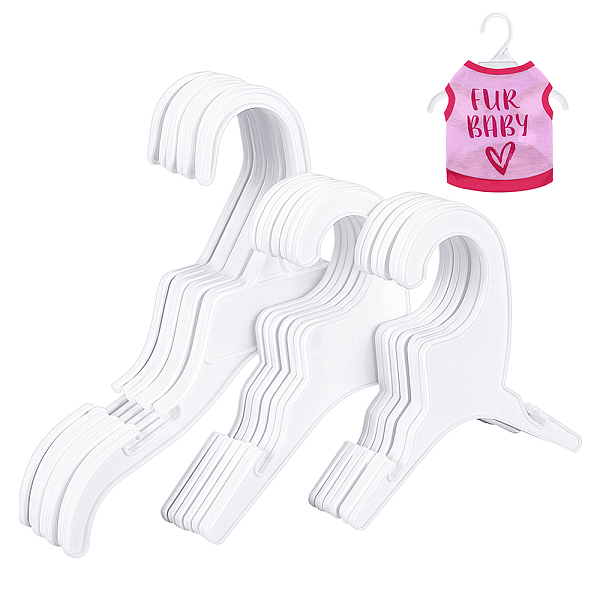 

PandaHall AHADERMAKER 18Pcs 3 Styles Plastic Clothes Hanger, Pet Supplies, White, 128~188x135~249x4~5.5mm, 6pcs/style Plastic Others White